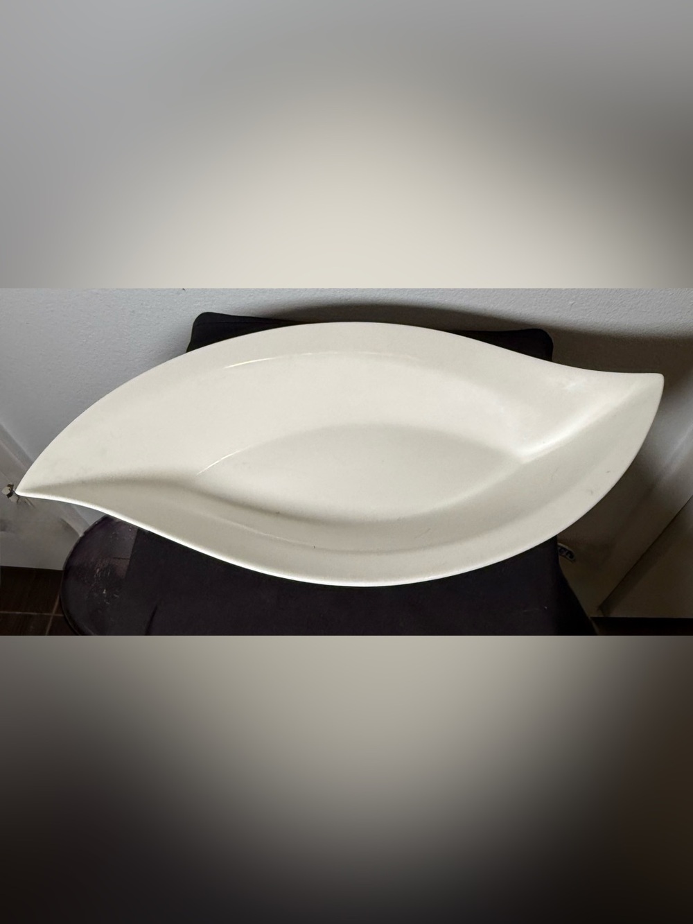 Curved serving bowl porcelain Red Vanilla by Vanilla Fare 16” (17.5” diagonally)